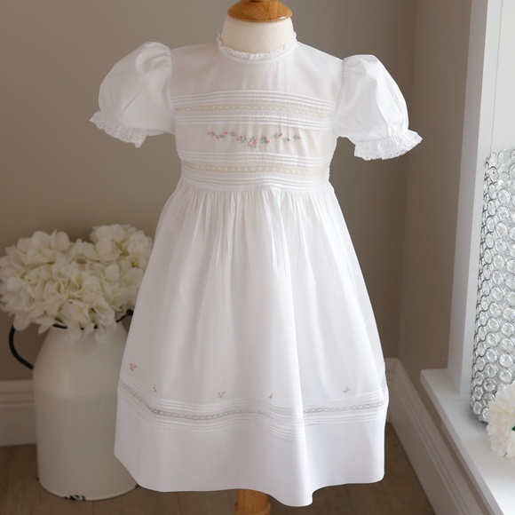 Reserved- White Heirloom Dress Floral Bullions Feltman Brothers Embroidery NWT - Picture 5 of 9